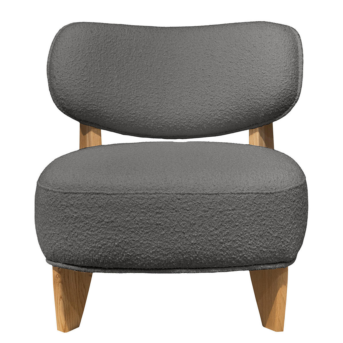 SESSEL - Bouclé - Eichefarben/Graphitfarben, Eichenholz/Holz (70/72/79cm) - home24