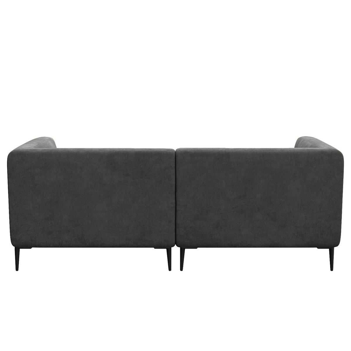 1,5-SITZER ECKSOFA mit Longchair - Schwarz/Grau, Textil/Metall (211/148cm) - home24