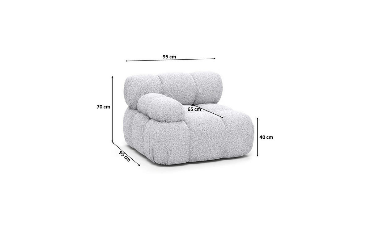 MODUL Seitlich, Für Modulares System, Stoff Abriamo, Hellgrau, Links, Selia - Hellgrau, Holz (95/70/95cm) - Kaiser Möbel