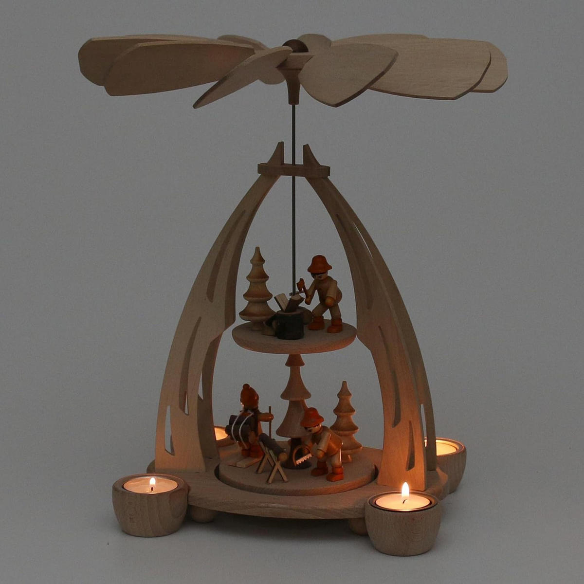 PYRAMIDE Holzmacher 20/24/35 cm - Multicolor, Holz (0.1/35/0.1cm) - Dekoteam24