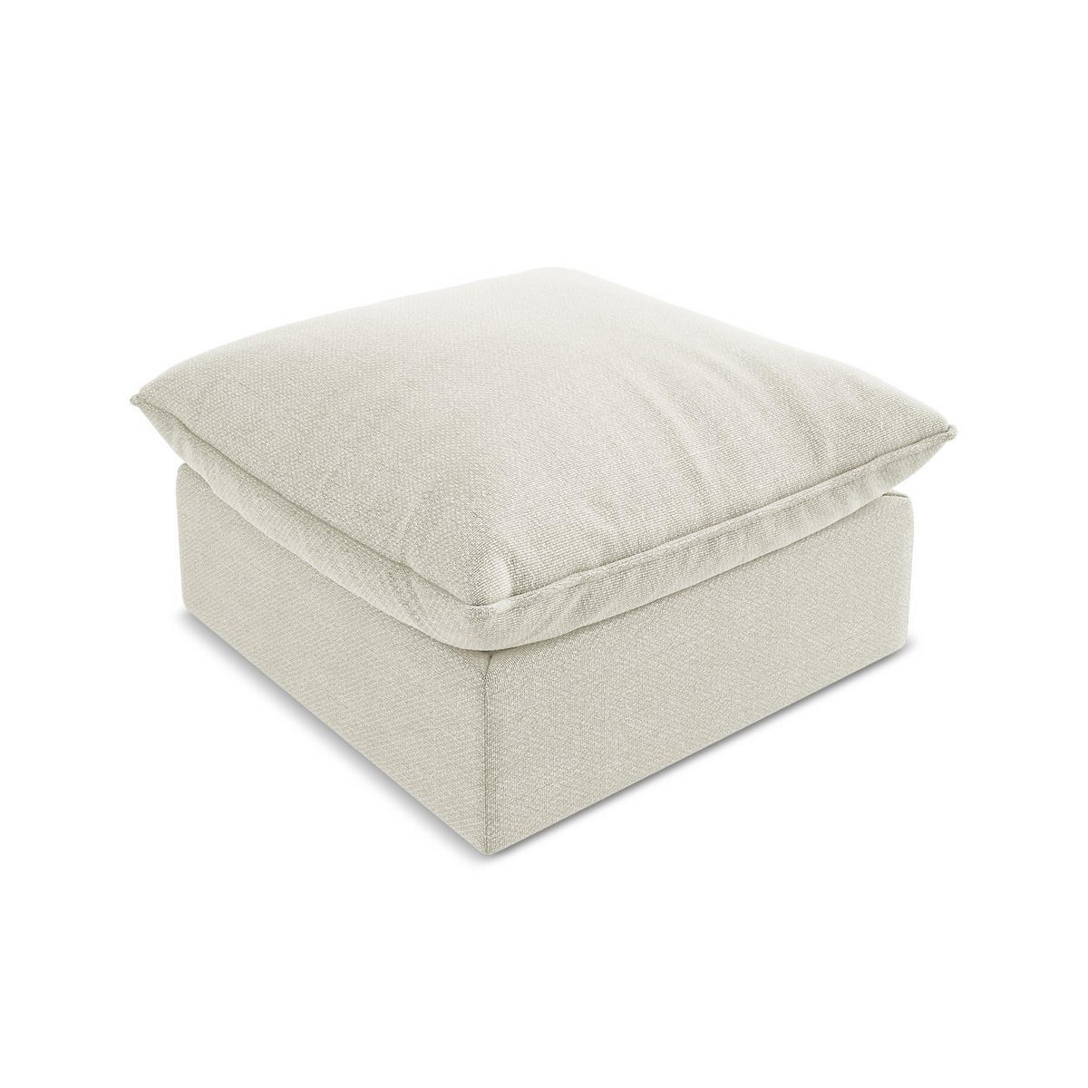POUF Bouclé Stoff Beige - Sandfarben/Schwarz, Holzwerkstoff/Kunststoff (75/45/75cm) - LaMiaSofa