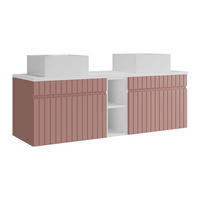 DOPPELWASCHTISCH - 140 cmcm x 46 cmcm - Holz, Platte - Puderrosa, Weiß - SATARA - Hellrosa/Weiß, Holz (140/46/46cm) - Vente-Unique