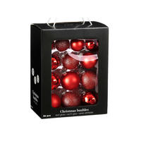 WEIHNACHTSKUGELN 26er-Set rot aus Glas verschiedene Designs, 5-7 cm - Rot, Glas (30/30/50cm) - LAALU