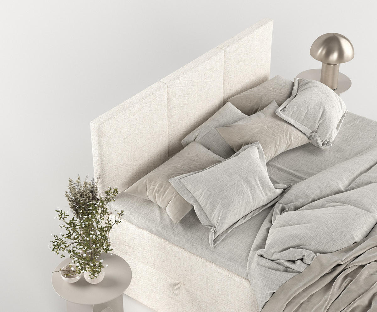 BOXBETT Jonah Creme 120/200 cm im Webstoff - Creme/Schwarz, Holz/Holzwerkstoff (120/200cm) - Maison de Reve