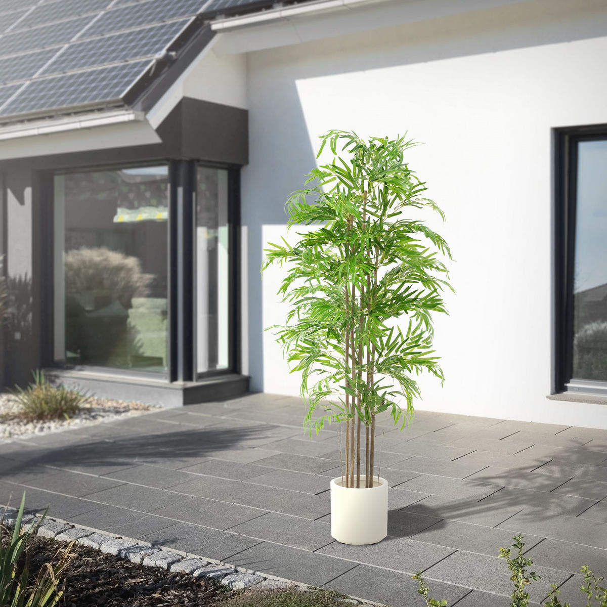 KUNSTPFLANZE Bambus - Anthrazit/Grün, Holz/Kunststoff (180cm) - ML-DESIGN