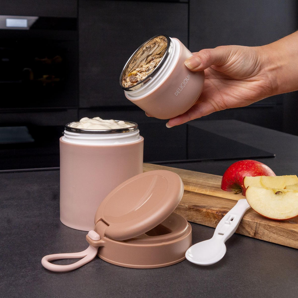 THERMO LUNCH BEHÄLTER 270/370 ml - Rosa, Metall (0.37L) - Intirilife