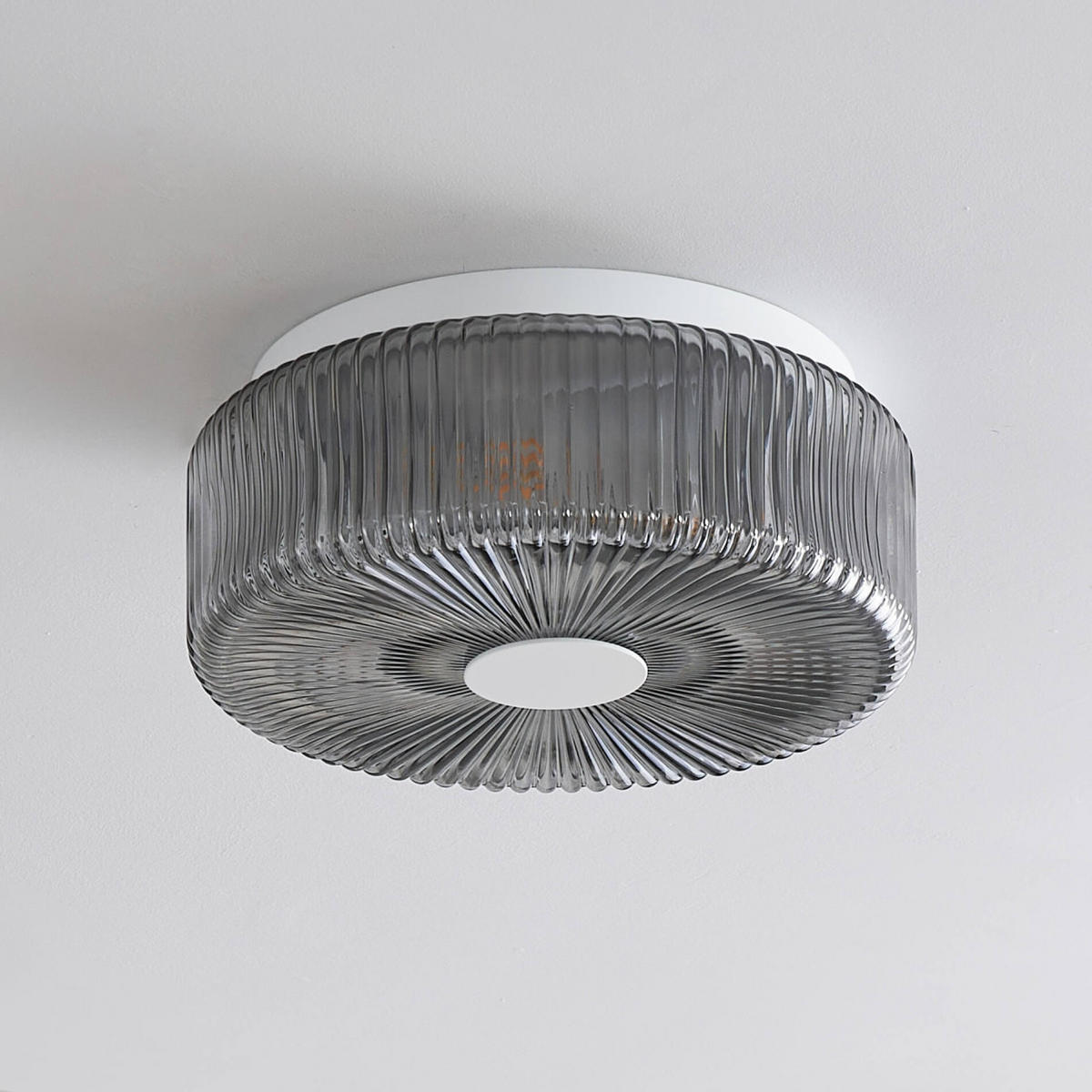 DECKENLEUCHTE Paolina, Rauchgrau und Weiß, 13cm - Grau, Glas (13/30/10cm) - KOSILUM