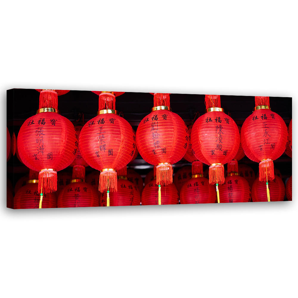 WANDBILD japanische laternen - Rot, Textil (90/30cm) - Feeby