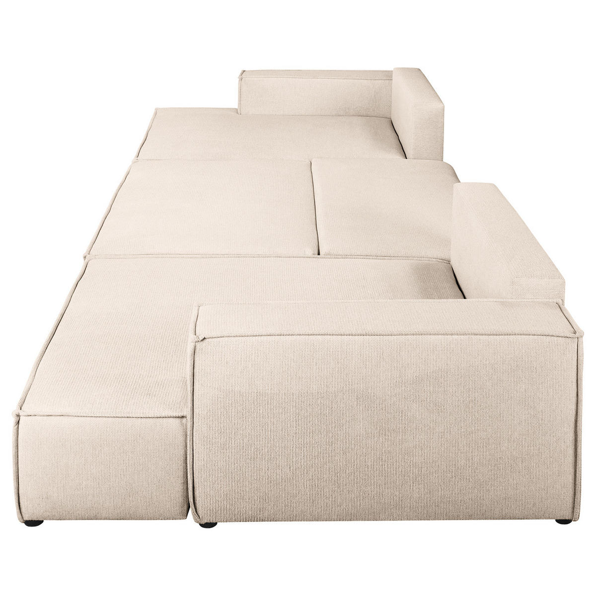 WOHNLANDSCHAFT mit Schlaffunktion - Beige/Schwarz, Kunststoff/Textil (398/70/148cm) - home24