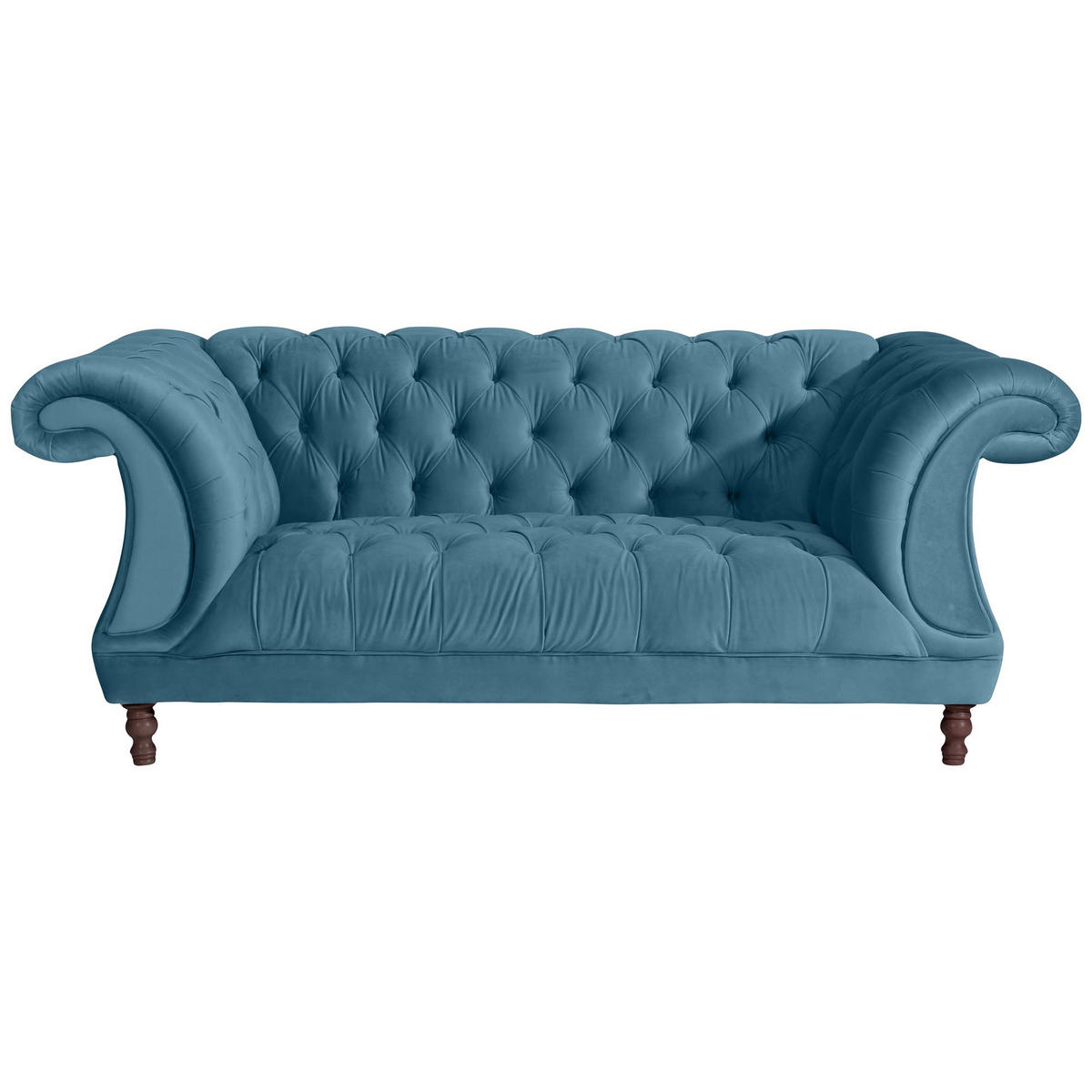 CHESTERFIELD Sofa 2-Sitzer Kaylin Samtvelours petrol - Petrol, Kunststoff (200/80/100cm) - 58aufmkessel