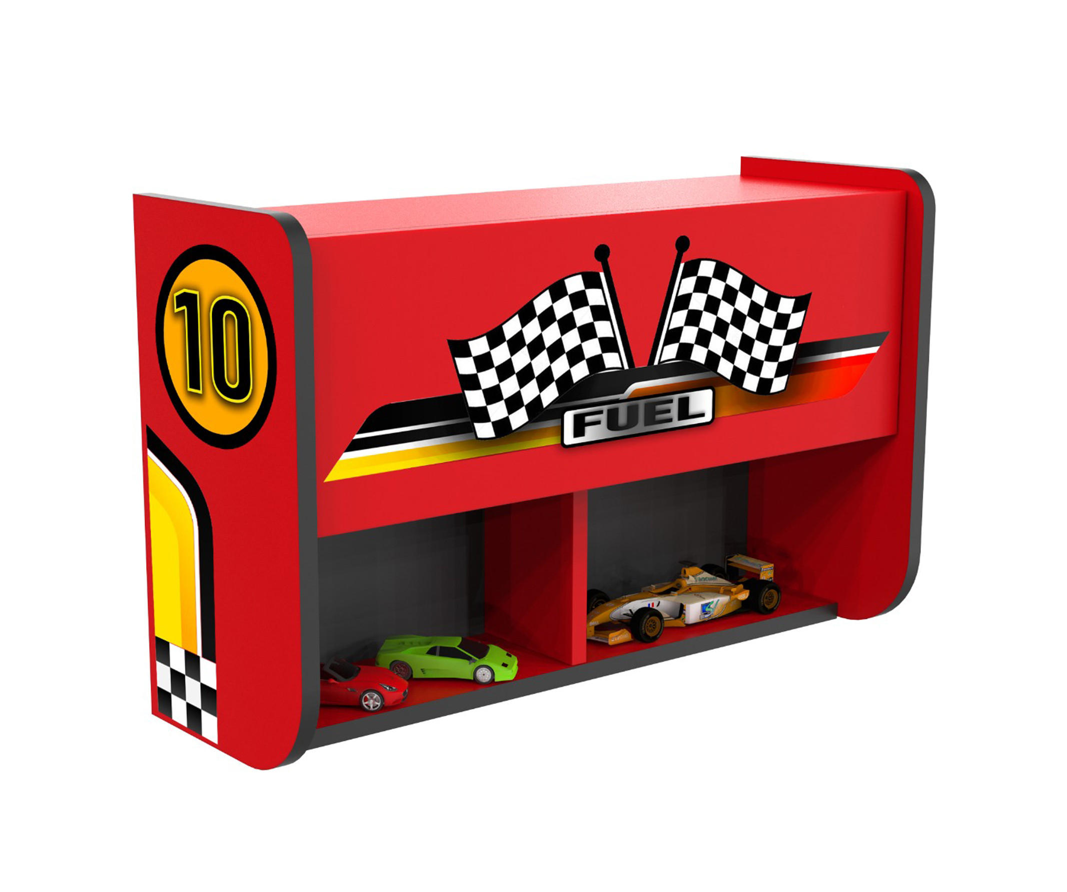 BÜCHERREGAL mit Klappe Wandregal für Kinderzimmer Rot - Rot, Holzwerkstoff (72/49/26cm) - Aileenstore