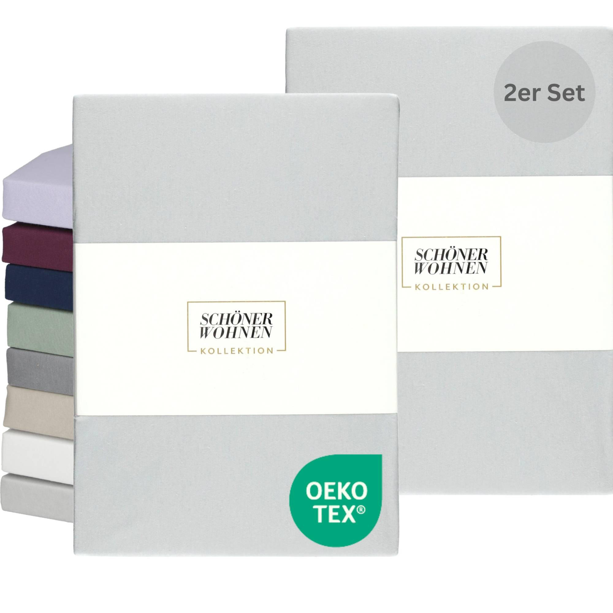 SPANNBETTLAKEN BASIC 2er Set - Hellgrau, Textil (150/200cm) - Schöner Wohnen