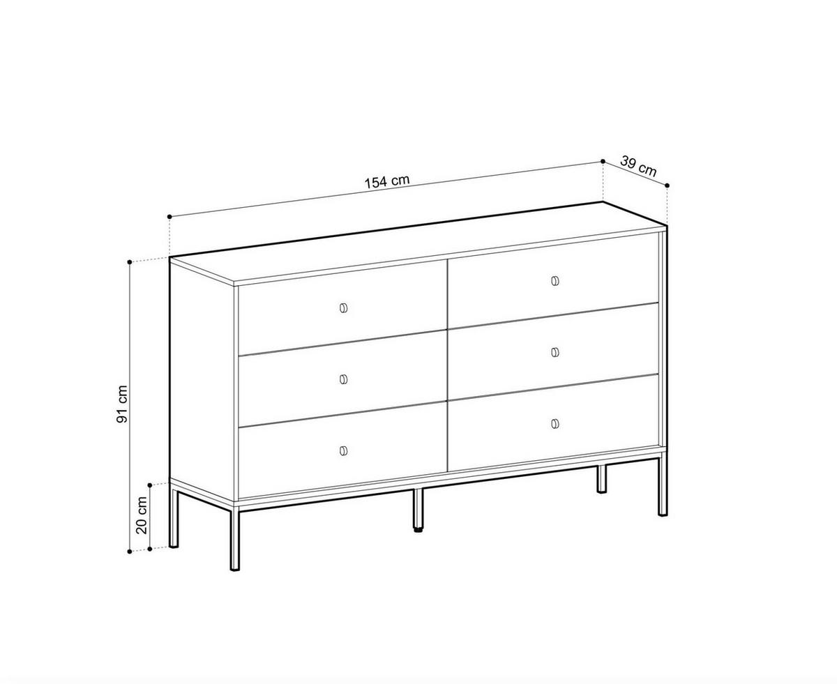 KOMMODE MONO Beige 154x39x91 cm - Beige, Holzwerkstoff (154/91/39cm) - FURNLUX
