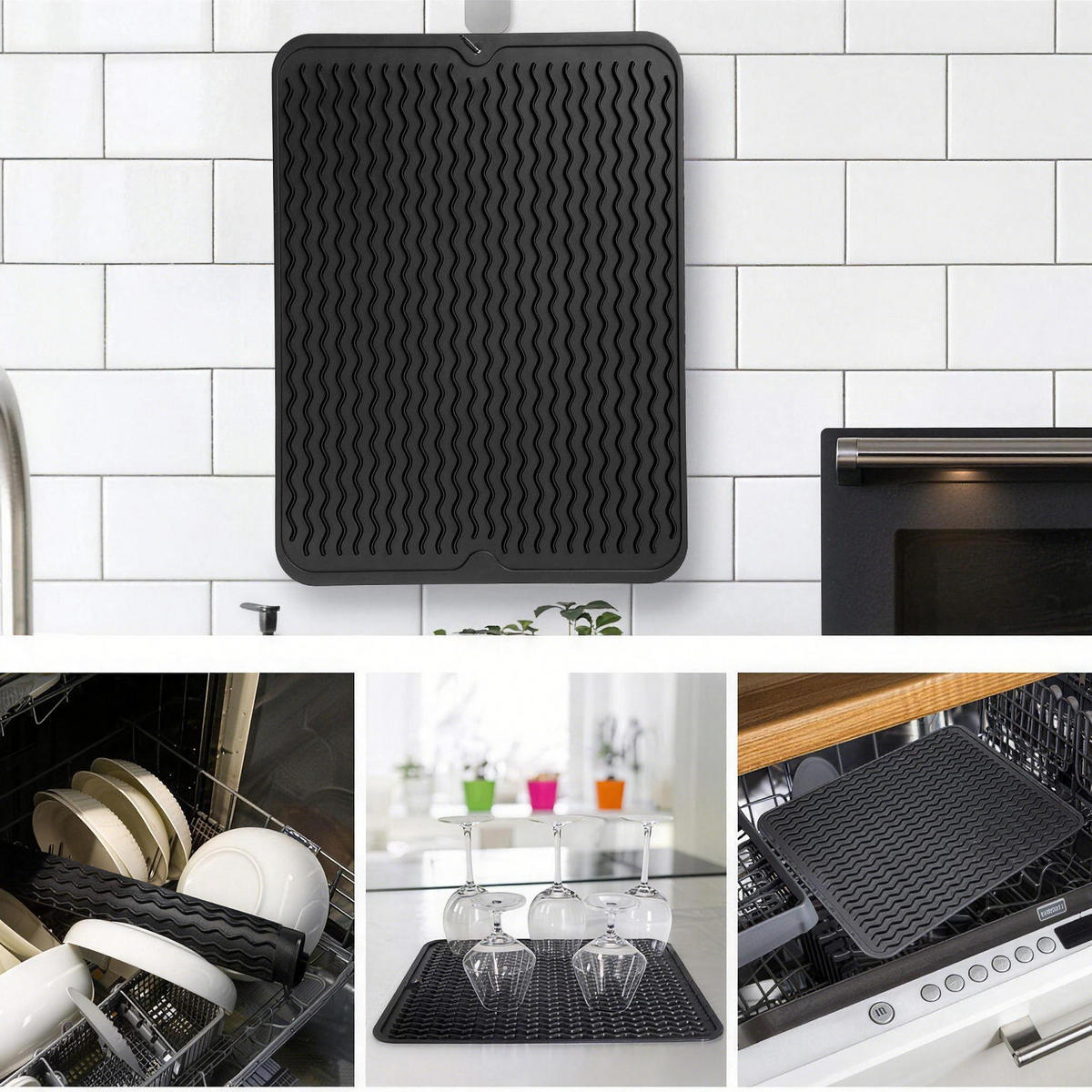BESTECK Organizer Schublade ausziehbar 3-teilig Küchen Ordnungssystem Set - Schwarz, Kunststoff