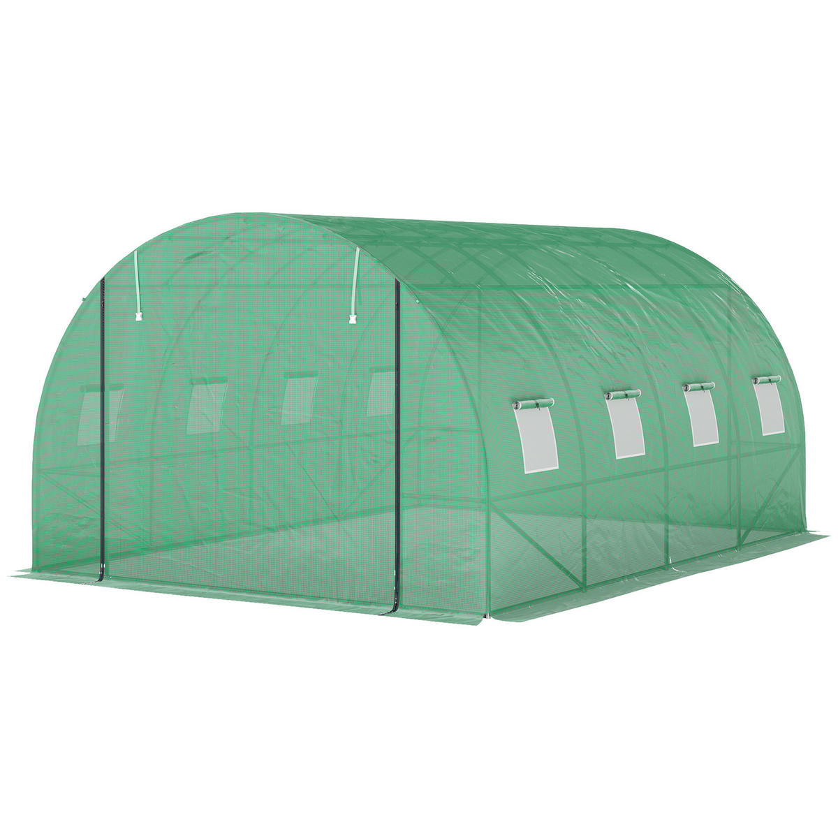 GEWÄCHSHAUS DE-12012 12 m² mit verstärkter 170 g/m² PE-Bache Grün - Grün, Metall (398/198/298cm) - ComfortXL