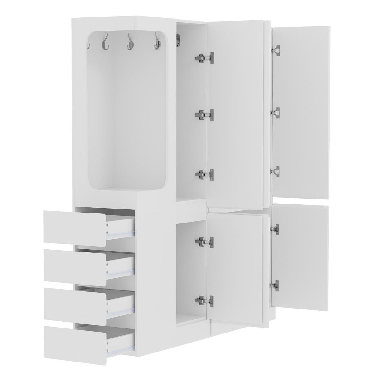 KLEIDERSCHRANK 140x40x170cm Schubladen Stauraum Weiß Links - Weiß, Holz (140/170/40cm) - FLIEKS