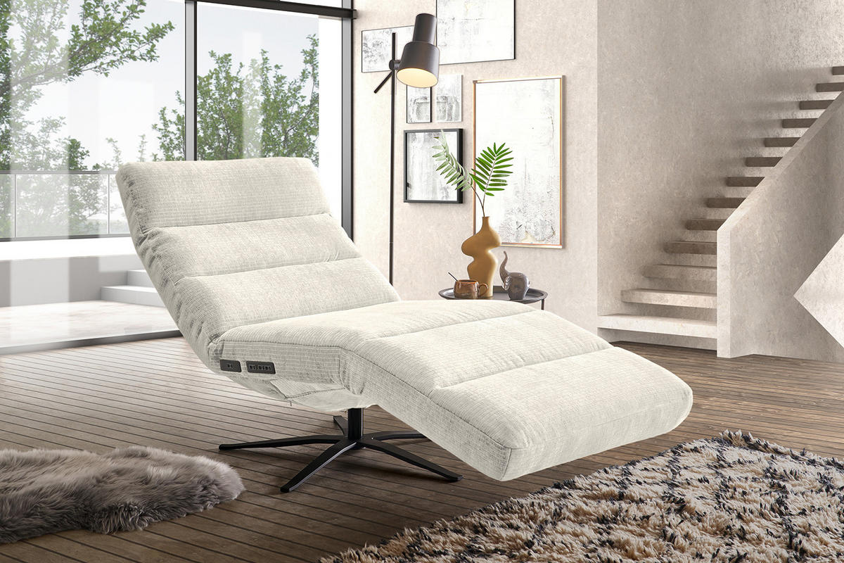 RELAXLIEGE ALINA Cremeweiß Cord - Creme/Schwarz, Textil/Metall (82/115/156cm) - KAWOLA