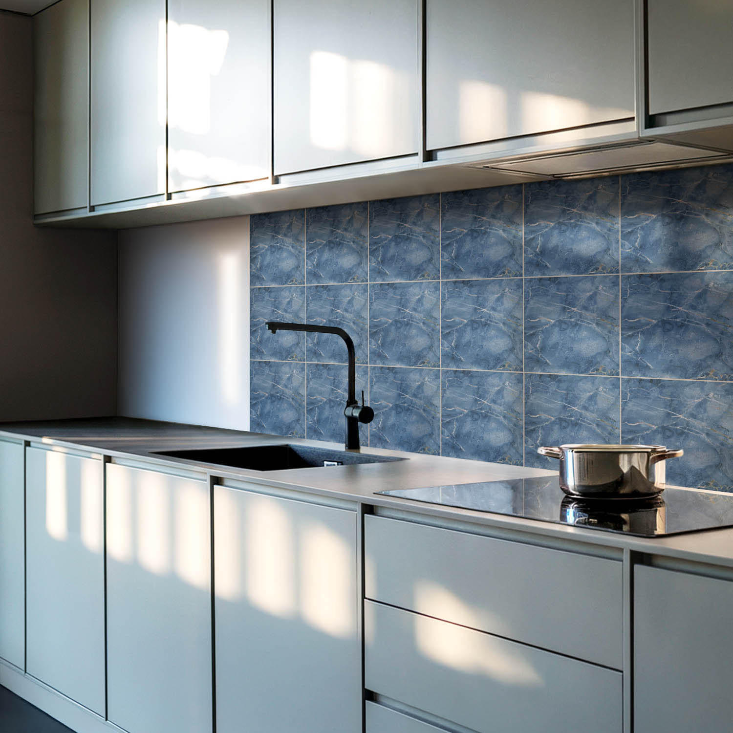 WANDPANEEL 20 Stück 20x20 cm selbstklebend Lazurite - Dunkelblau, Kunststoff (20/1.6/20cm) - Wallfluent