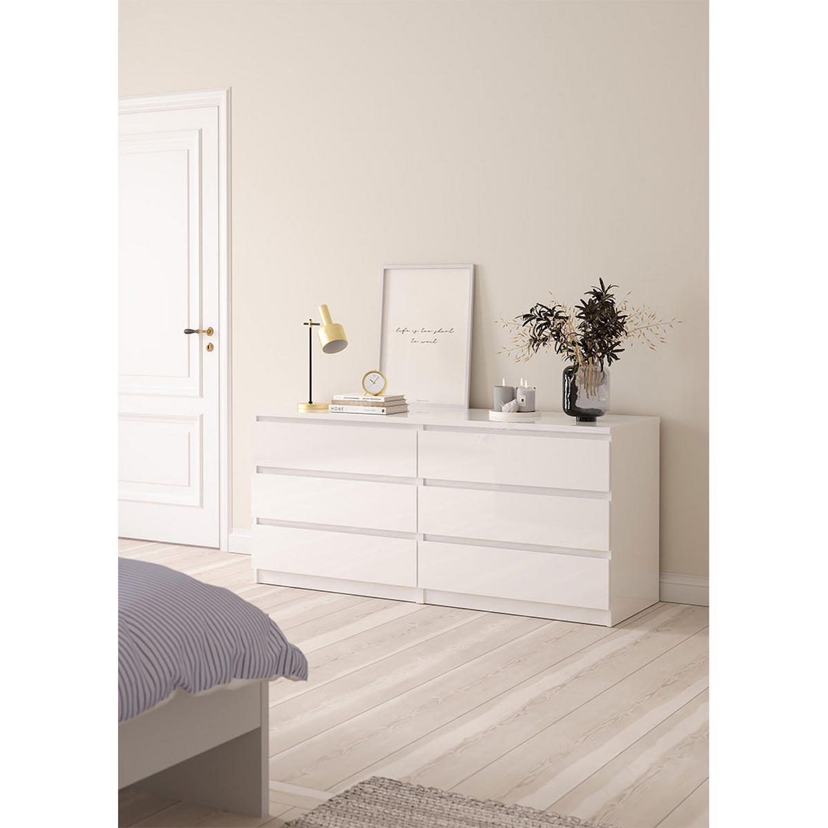 KOMMODE, Naia, Weiß, Holzwerkstoff, 154 x 50 x 68 cm - Weiß, Holzwerkstoff (154/68/50cm) - ebuy24