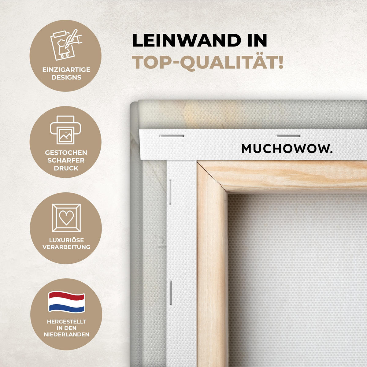 LEINWANDBILD Hase - Ohren - Braun Deko XXL 80x120 cm - Beige, Textil (80/120cm) - MuchoWow