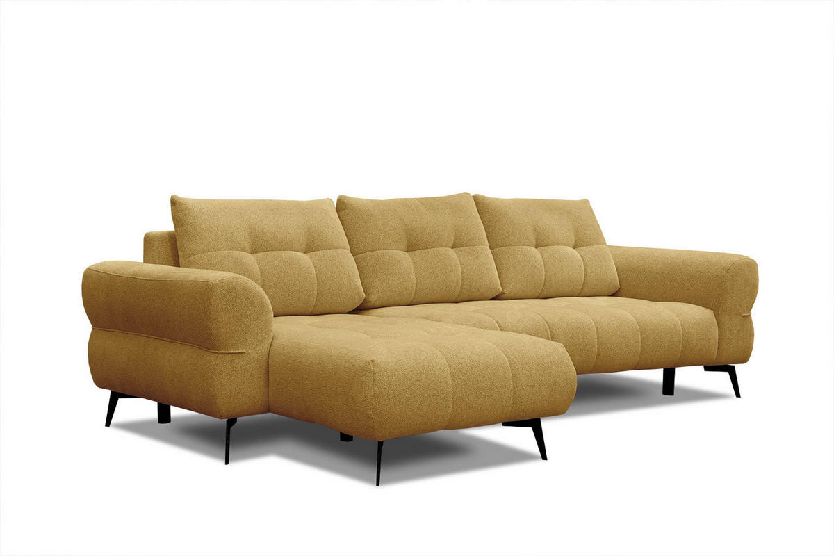 ECKSOFA SALVINI 4-Sitzer, honig - Schwarz/Honig, Holzwerkstoff/Textil (158/292cm) - Courtois Laville