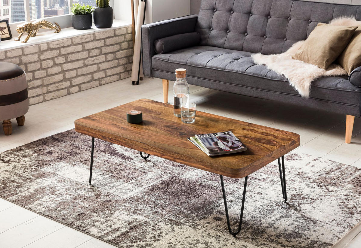 SOFATISCH SOPHIA Sheesham Couchtisch - Braun, Holz (60/115/40cm) - tinkaro