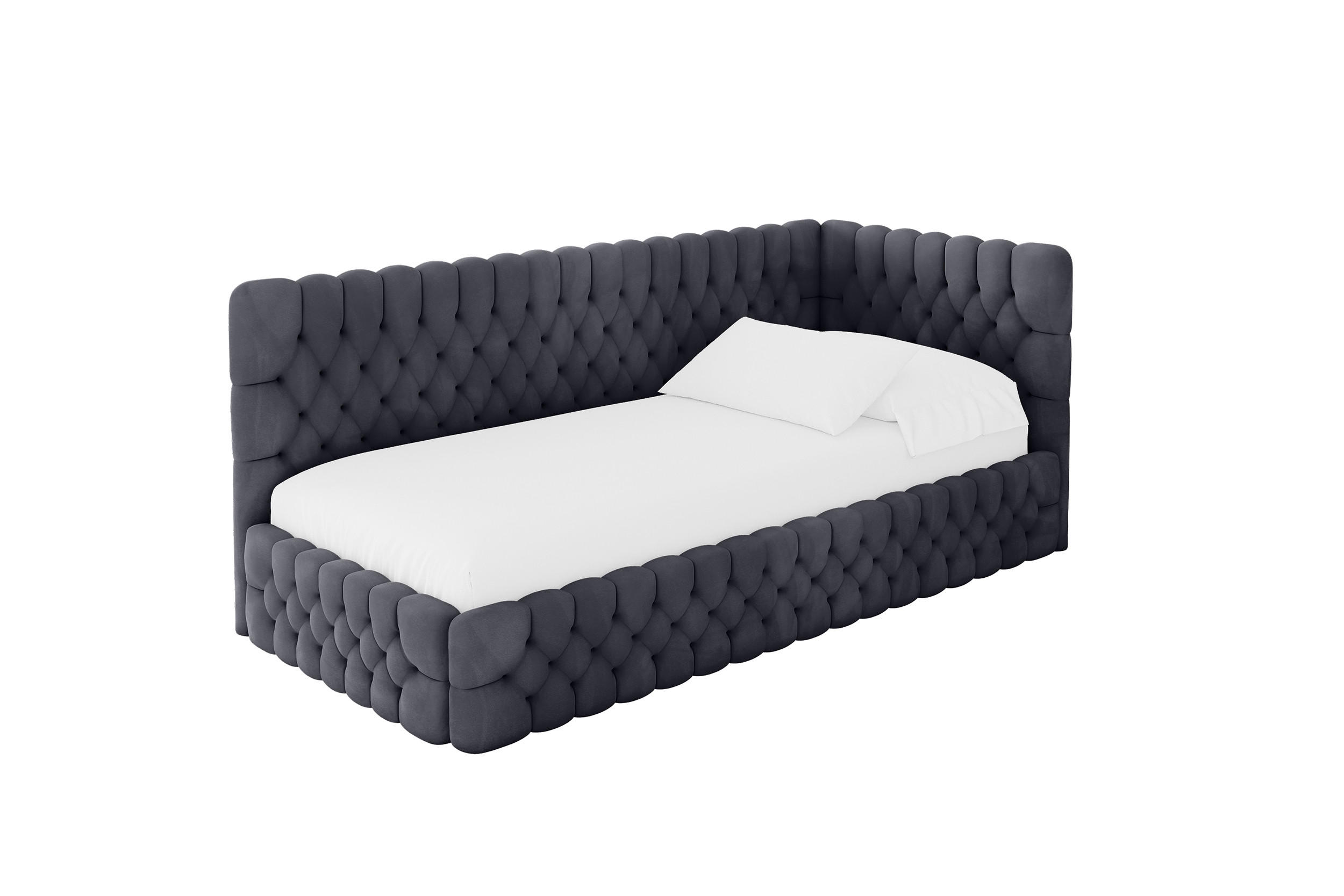 ALTDECOR JEDNOLŮŽKOVÁ POSTEL pro mládež s úložným prostorem, vlevo - MULY 100x200 tmavě šedá