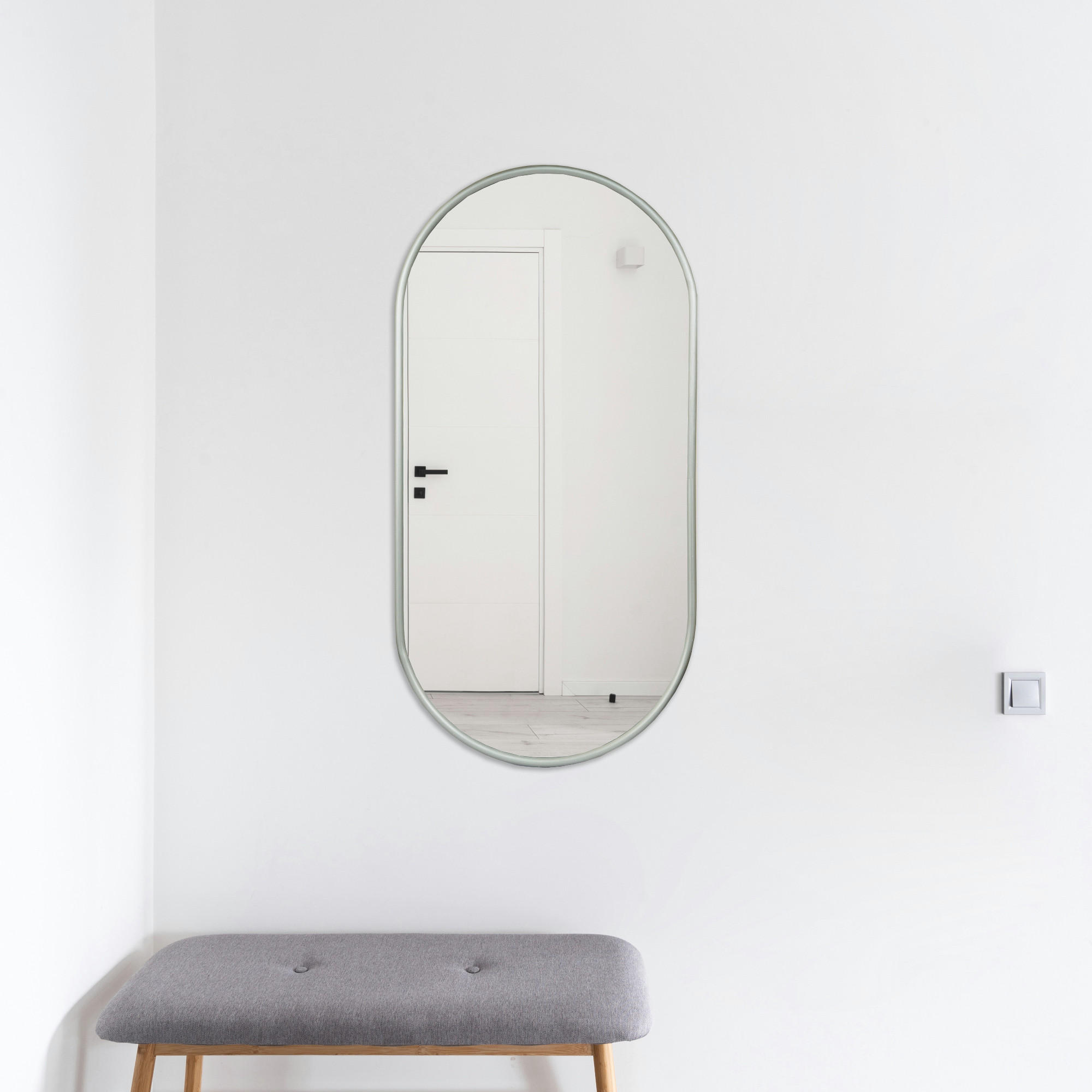 WANDSPIEGEL Picciano - Graphitfarben, Glas/Metall (40/2.8/80cm) - [en.casa]