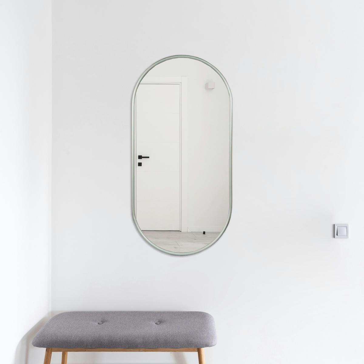 WANDSPIEGEL Picciano - Graphitfarben, Glas/Metall (40/2.8/80cm) - [en.casa]