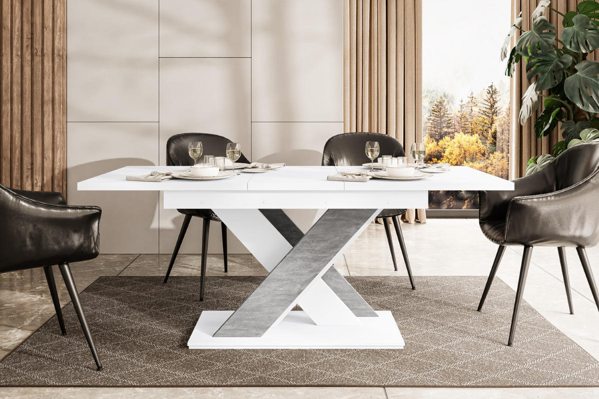 ESSTISCH ausziehbar 140 -180x80x75 cm - Weiß / Betonoptik - RONX - Weiß, Holzwerkstoff (140/80/75cm) - ALTDECOR