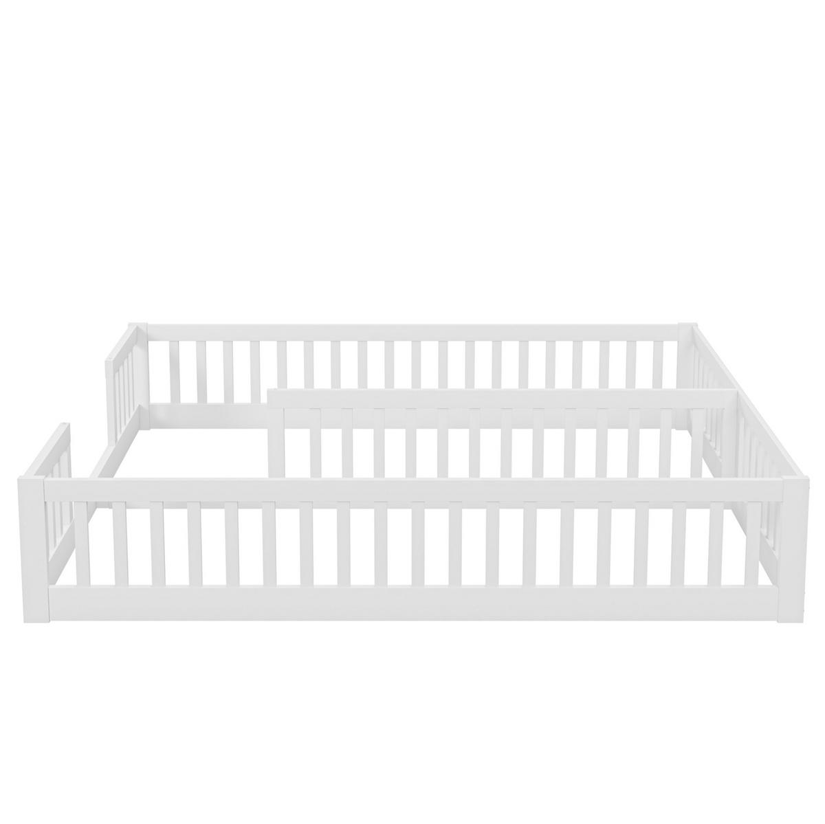 KINDERBETT 90/200 cm in Weiß aus Kiefernholz und MDF mit Sicherheitsgitter - Weiß, Holz (90/200cm) - OKMYHOME