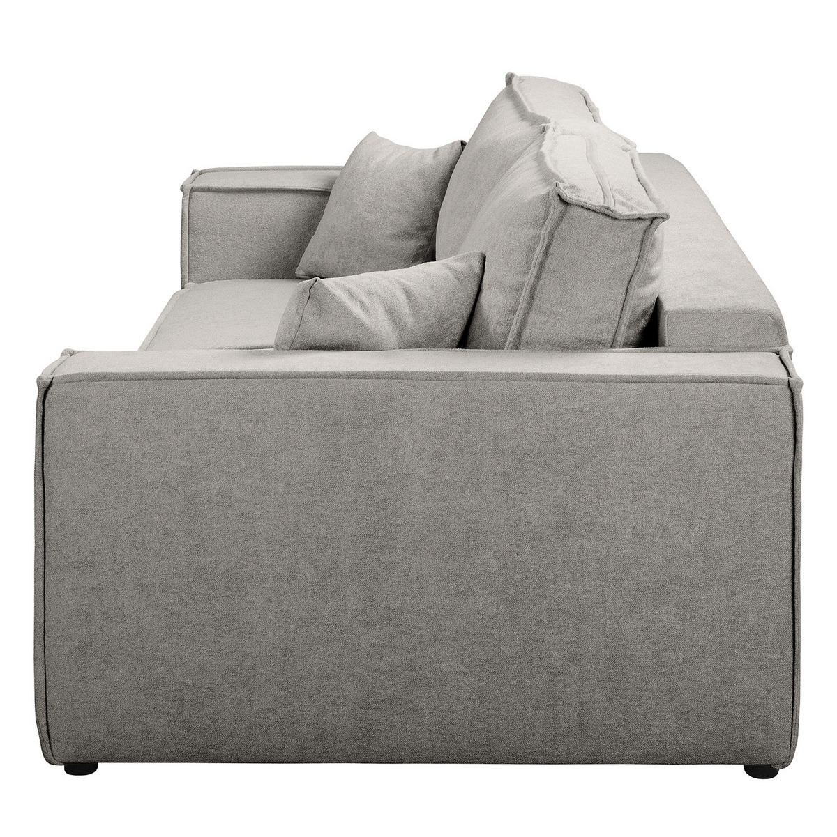SCHLAFSOFA - Bouclé - Hellgrau/Schwarz, Kunststoff/Textil (255/70/105cm) - home24