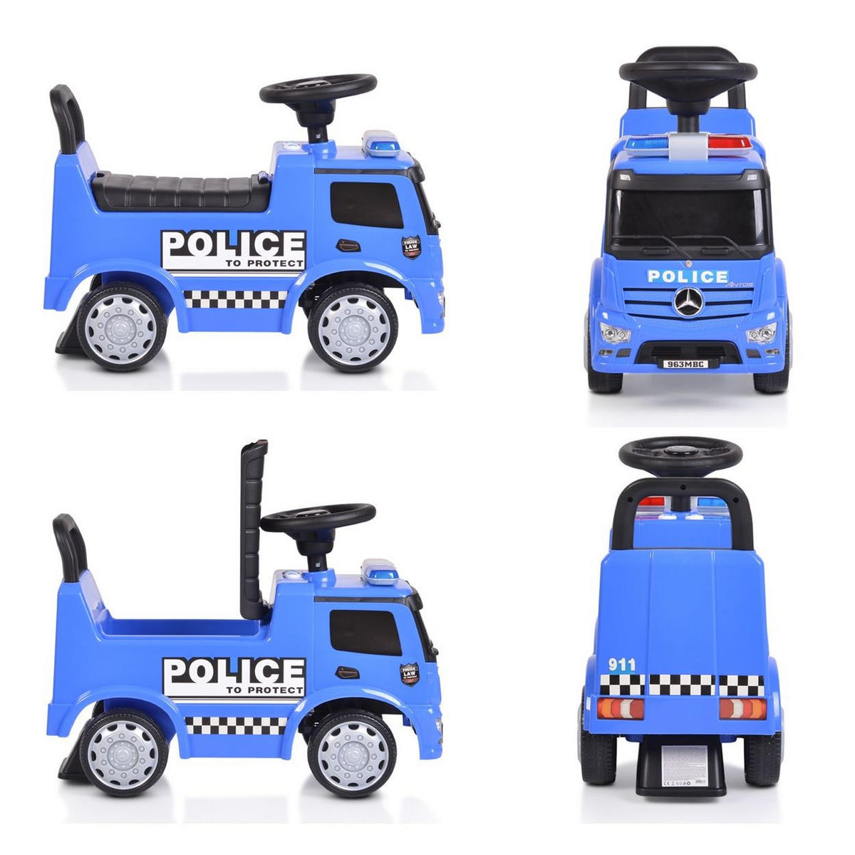 RUTSCHER Antos Mercedes-Benz blau Melodien, Sirenenlichter, Sound - Blau, Kunststoff (62.5/28.5/45cm) - Moni