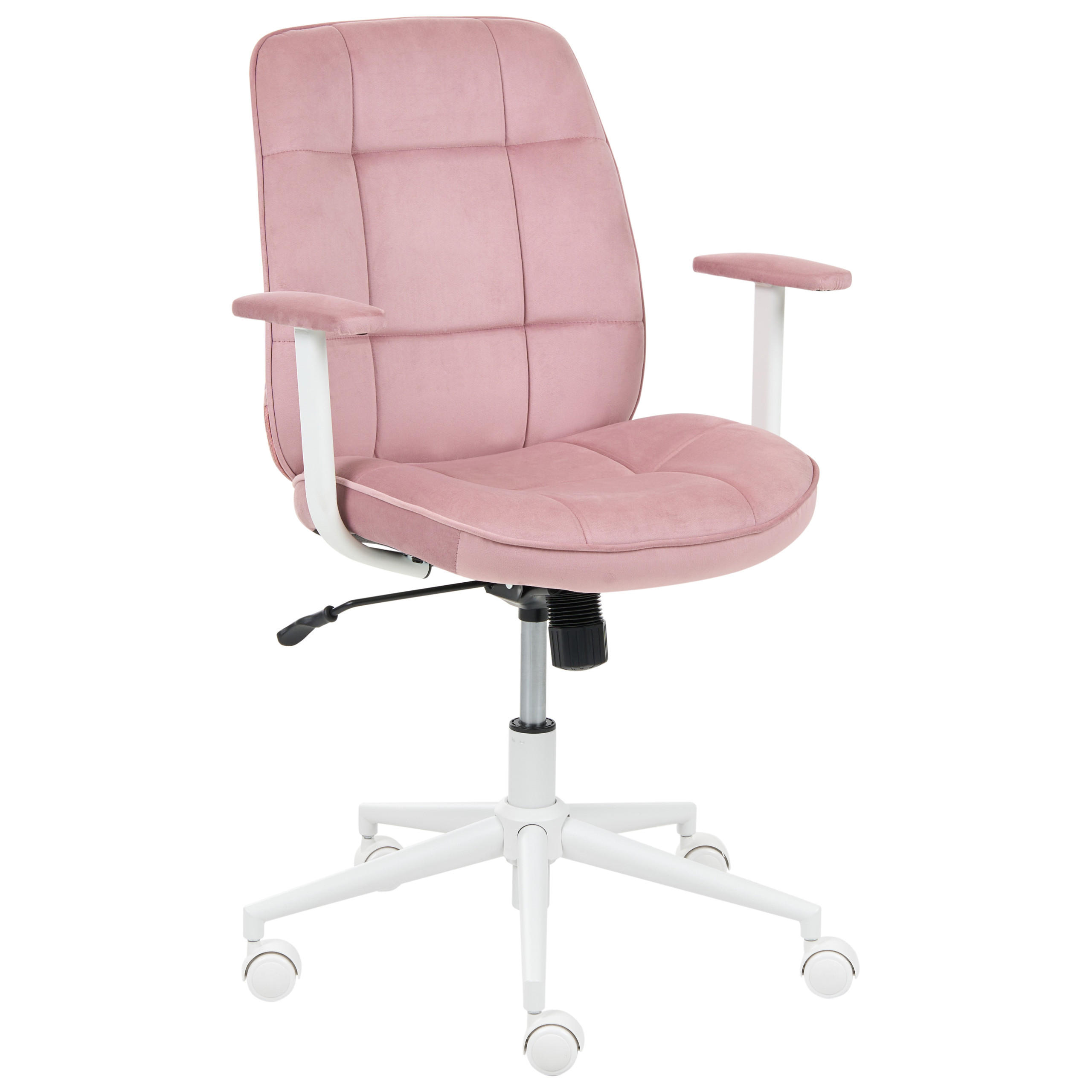 BÜROSTUHL Samtstoff Rosa Carlton - Pink/Weiß, Textil/Metall (60/87/60cm) - Beliani