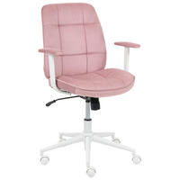 BÜROSTUHL Samtstoff Rosa Carlton - Pink/Weiß, Textil/Metall (60/87/60cm) - Beliani