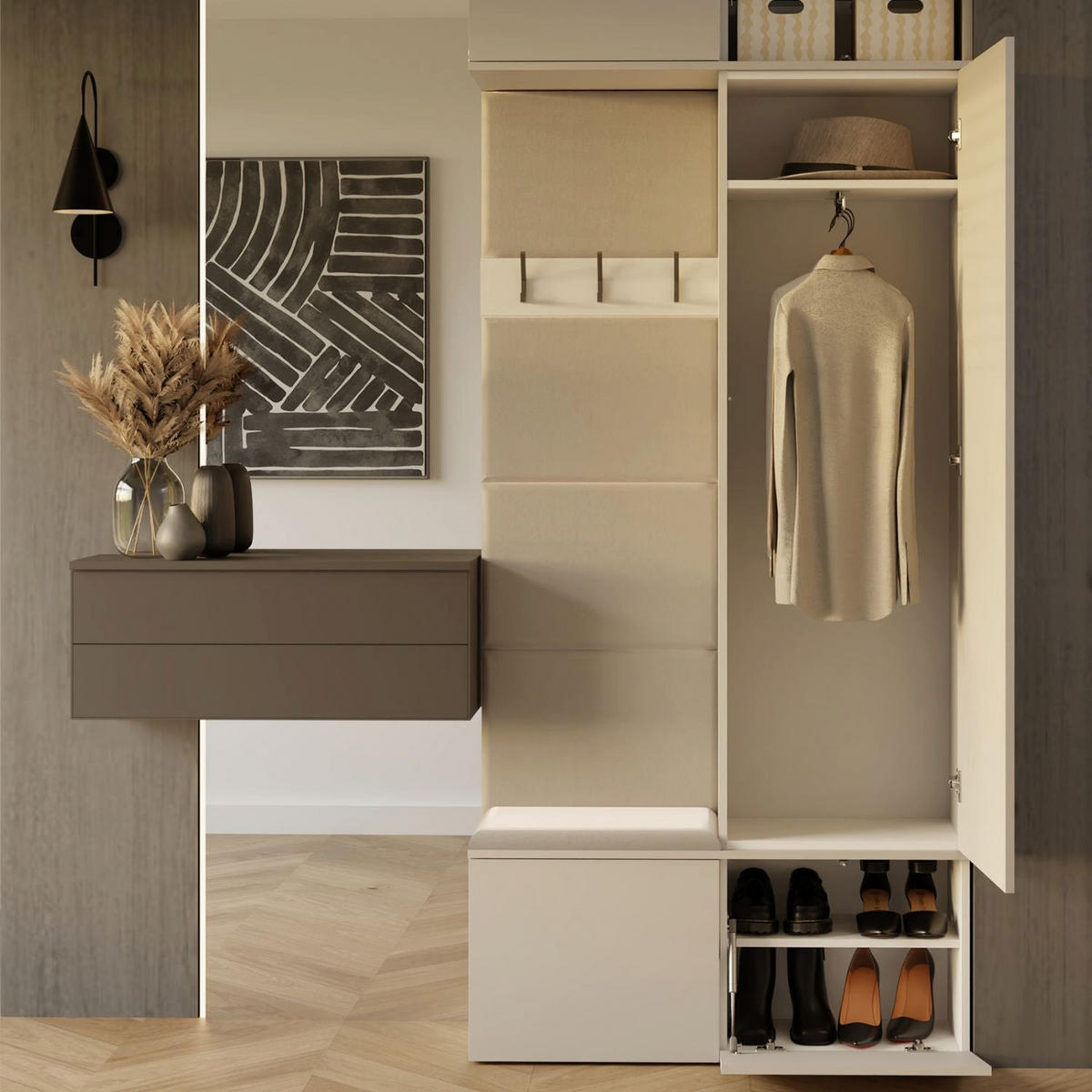 GARDEROBE Gerhard Single - Kaschmir, Holzwerkstoff (50/42/35cm) - kommodly