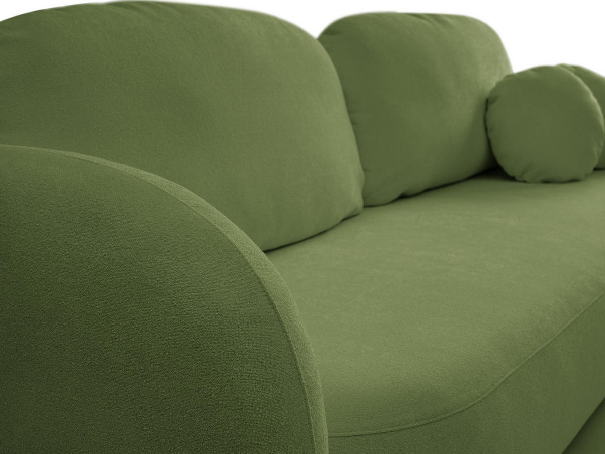 BETTSOFA AMICO Grün Bucle-Stoff mit Schlaffunktion - Grün, Holz (238/86.5/101cm) - MASSENO