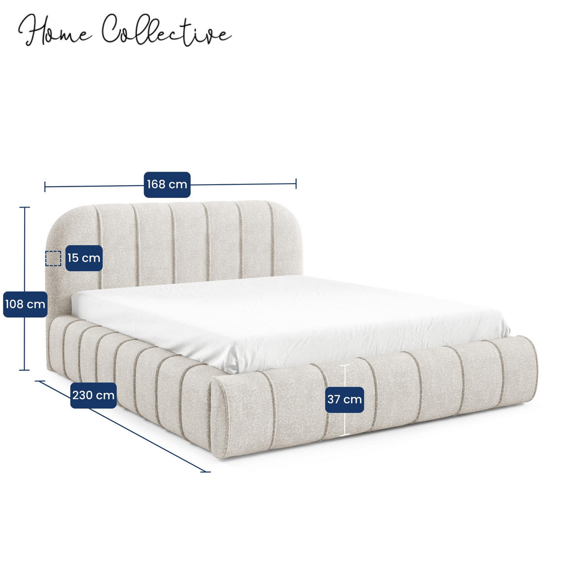 POLSTERBETT mit Stauraum 140x200 cm in Creme - Creme, Textil (140/200cm) - Home Collective