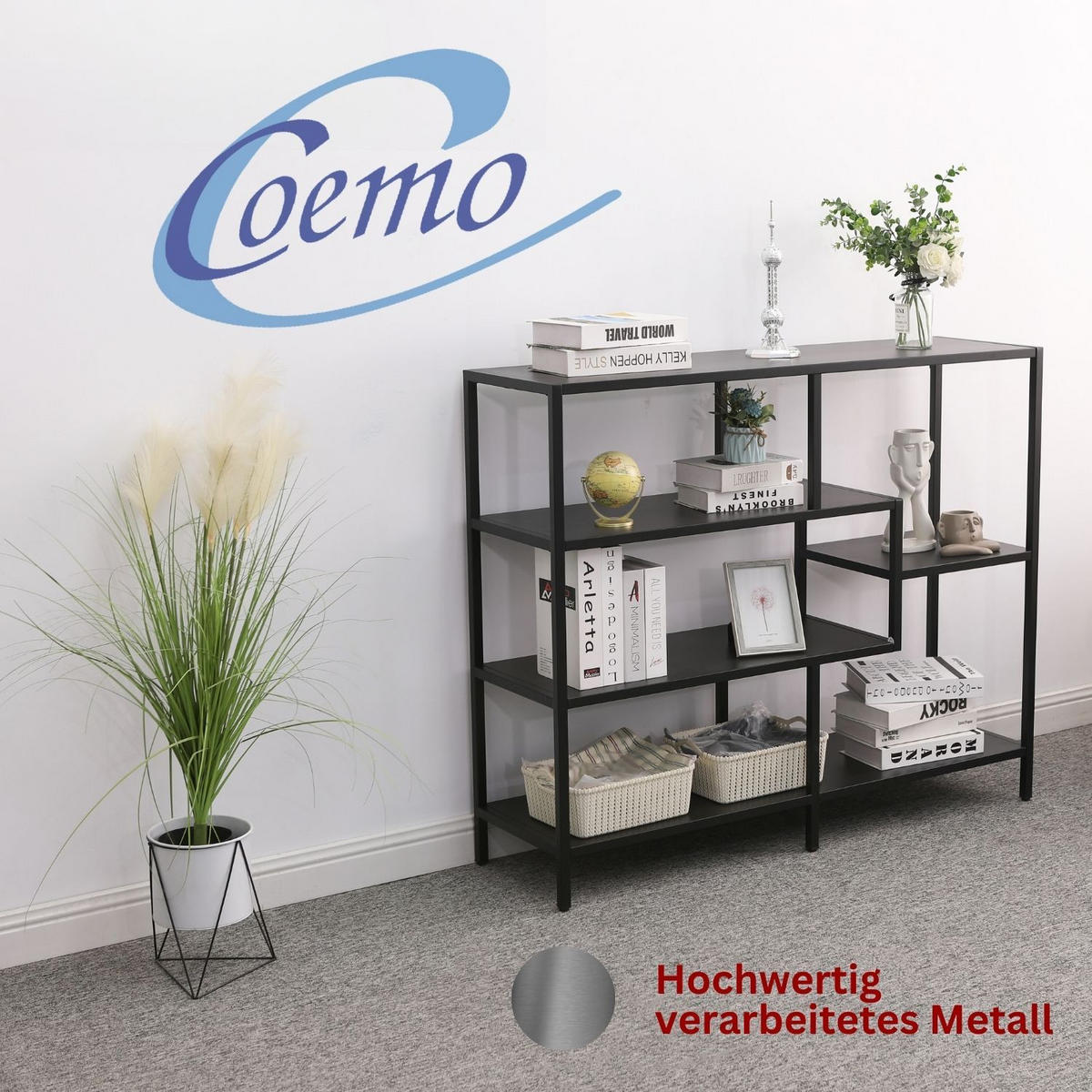 REGAL CHICAGO M Metall Schwarz 120/35/100 cm - Schwarz, Metall (35/100/120cm) - Coemo