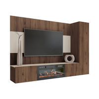 WOHNWAND Deromi VI mit Kamin - Braun, Holzwerkstoff (220/150/38cm) - MIRJAN24