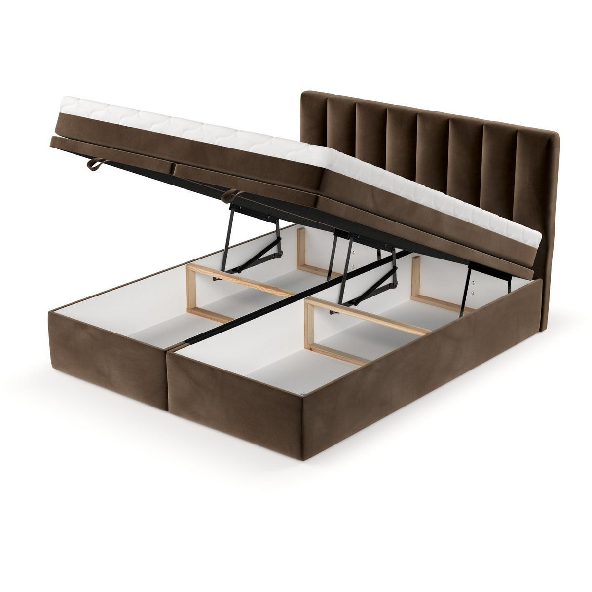 BOXBETT Lume 200/200 cm Braun im Kronos Stoff - Schwarz/Braun, Holz/Holzwerkstoff (200/200cm) - AltaBeds