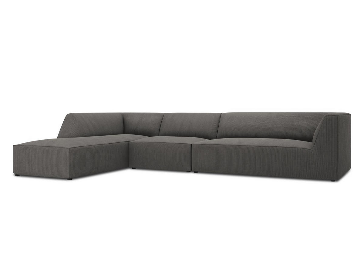 ECKSOFA links Ruby aus Cord dunkelgrau 5 Sitzplätze - Dunkelgrau, Textil (180/366cm) - Micadoni