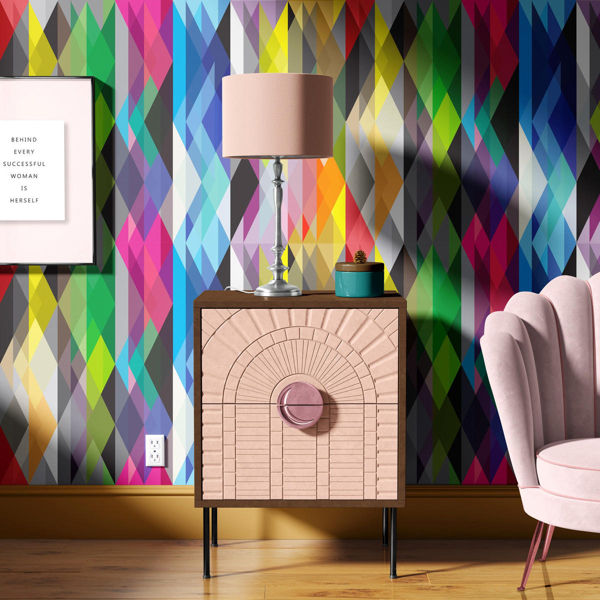 TAPETE Geometrisch aus echtem Papier, 200x280cm, 8 Bögen - Multicolor, Papier (200/280cm) - WALLPAPERS4BEGINNERS