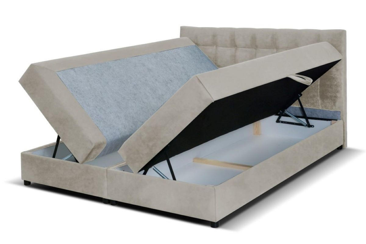 BOXBETT Malmo 200x200 cm mit Topper, zwei Bettkästen und Matratze, beige - Beige, Kunststoff (200/200cm) - Margaret Hadas24