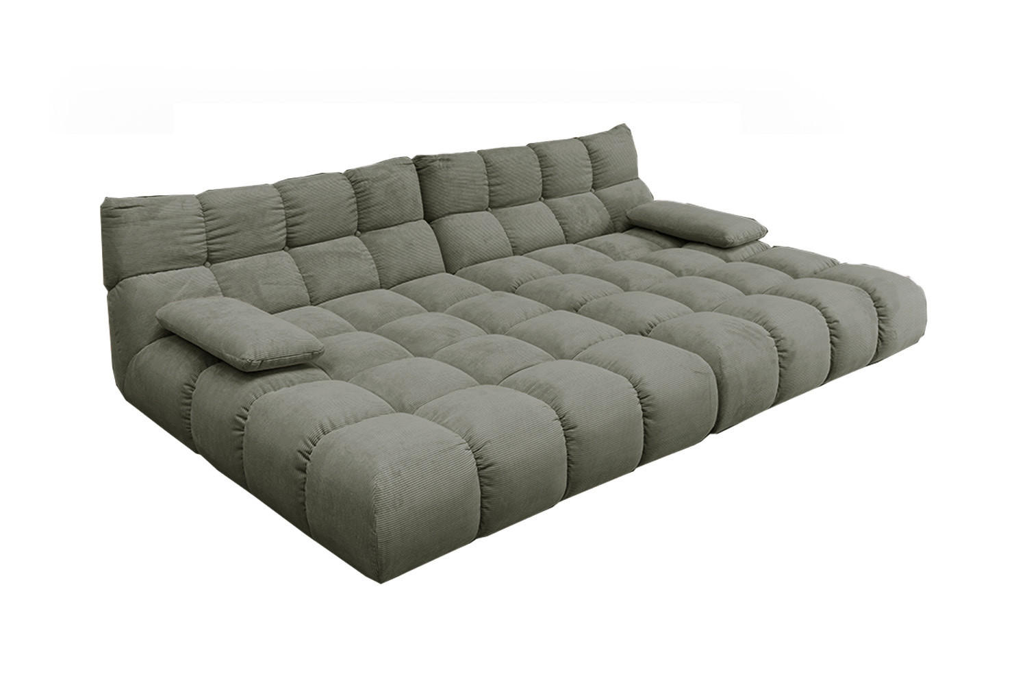 BIG SOFA VIVIEN Grün Cord - Schwarz/Olivgrün, Kunststoff/Textil (296/85/178cm) - KAWOLA