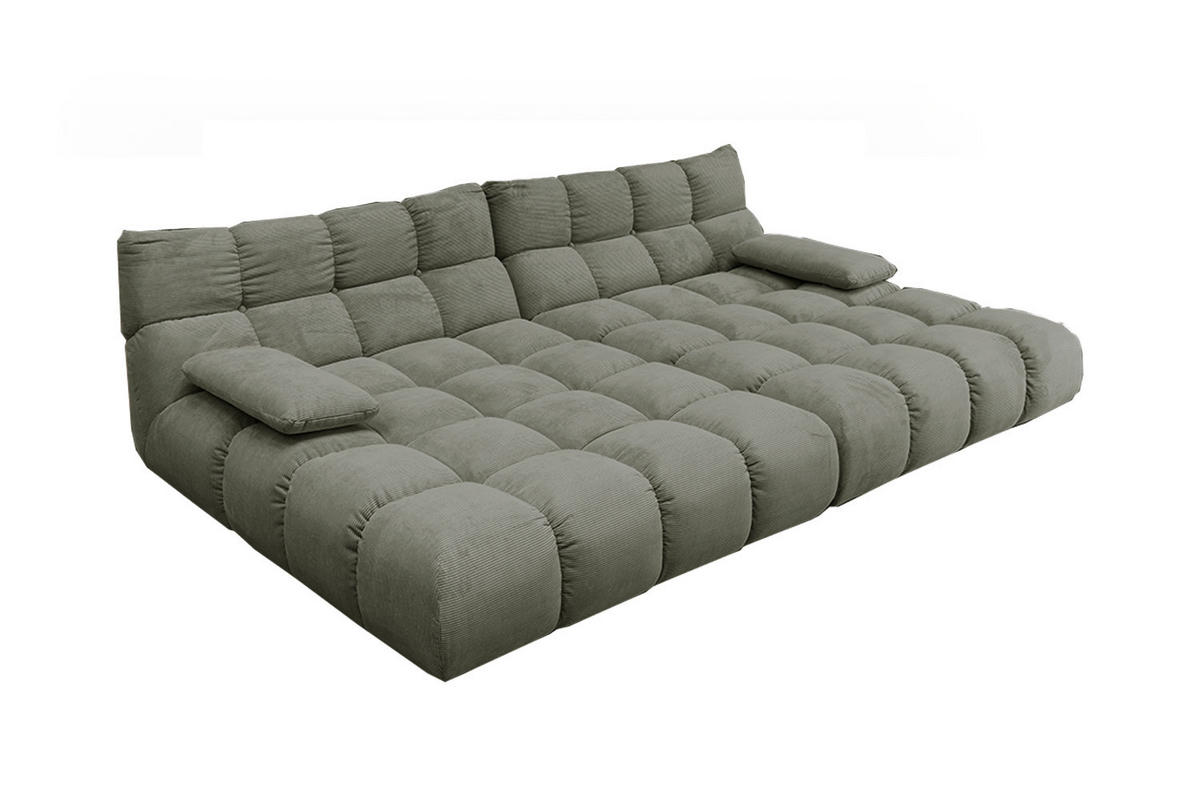 BIG SOFA VIVIEN Grün Cord - Schwarz/Olivgrün, Kunststoff/Textil (296/85/178cm) - KAWOLA
