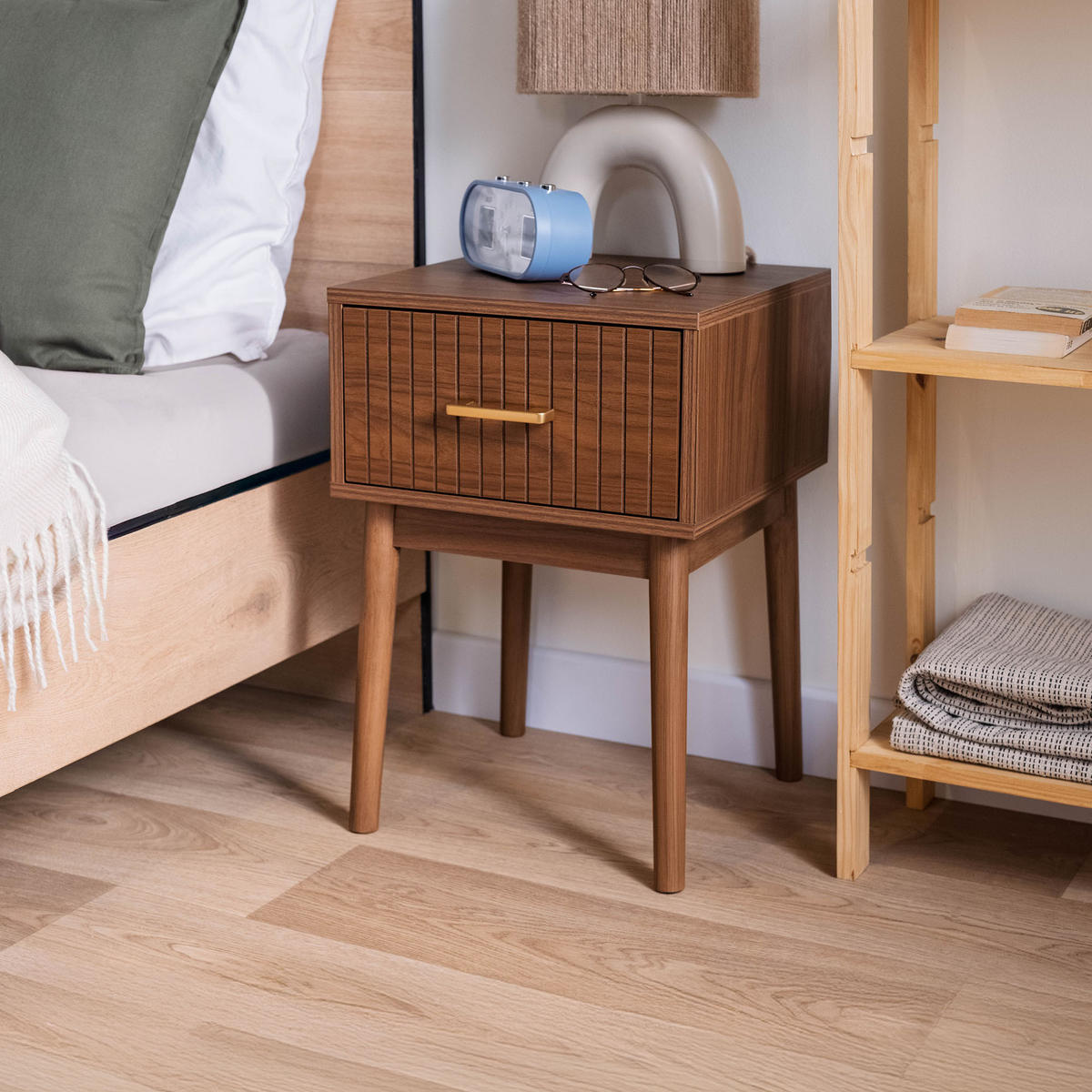 NACHTTISCH 2er-Set Milo aus Walnussholz Retro - Braun, Holz (38/55/38cm) - Sicaan