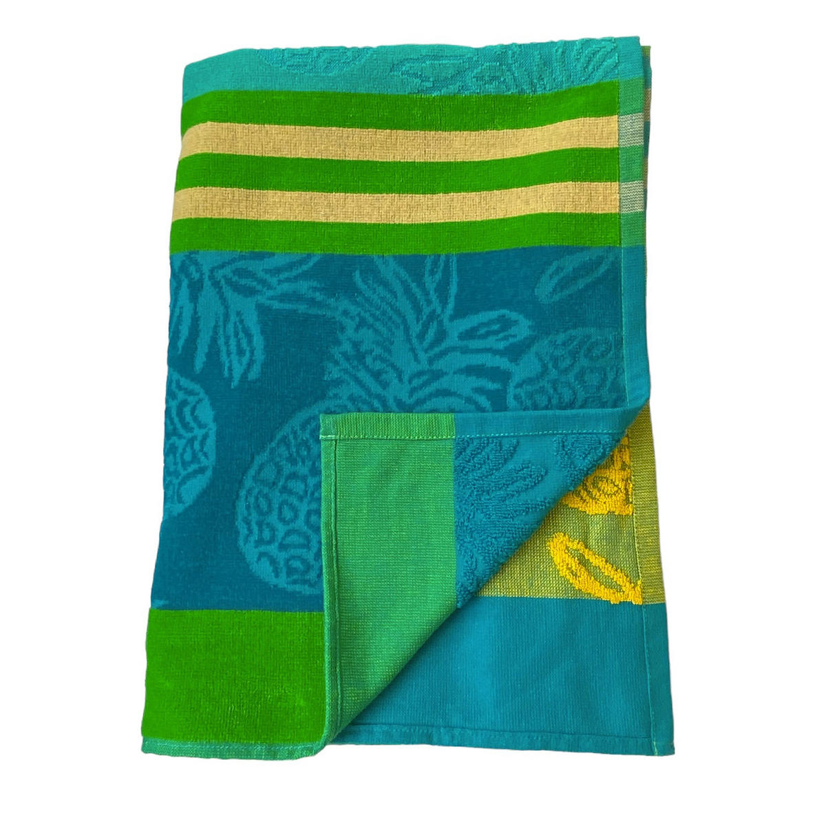 STRANDTUCH Frottee Velours Jacquard Ziseliert Cancun 90x170 340g/m² - Grün, Textil (90/170cm) - LE COMPTOIR DE LA PLAGE