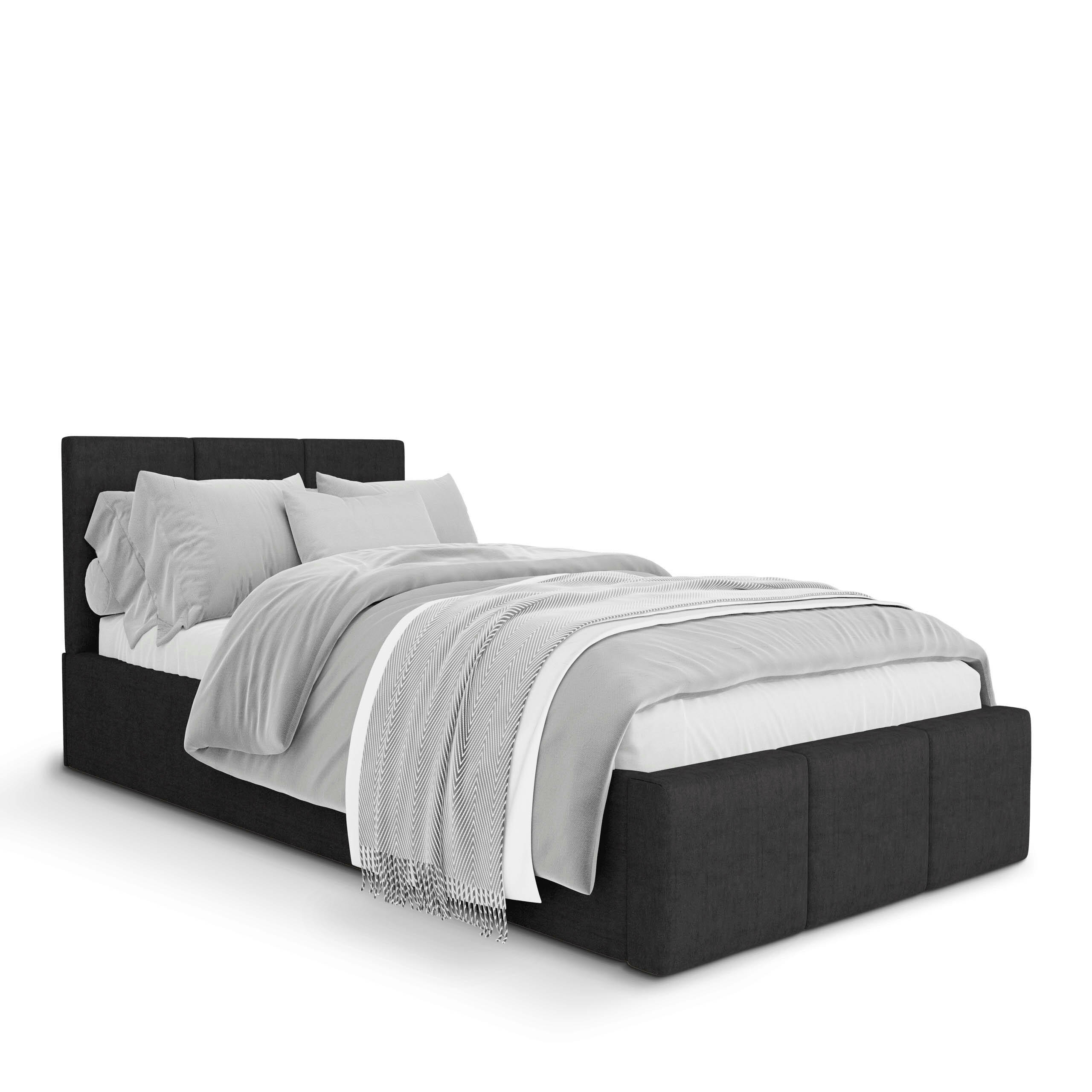POLSTERBETT für Schlafzimmer Bett mit Stauraum Graphit 90x200cm Kopfteil 110cm - Graphitfarben, Holzwerkstoff/Metall (90/200cm) - Muralo