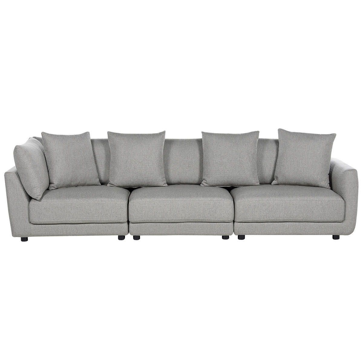 3-SITZER-SOFA hellgrau mit Ottomane Sigtuna - Schwarz/Grau, Textil (300/86/102cm) - Beliani